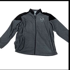 NHL Hockey LA Kings Gray and Black Logo Zip Front Jacket sz 2XL